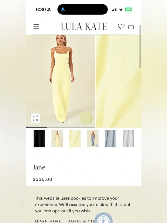 Lula Kate Bridesmaid Dress - Jane Style in Lemon Color - Picture 3 of 3